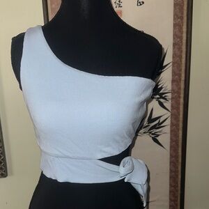 One-Shoulder Light Blue top